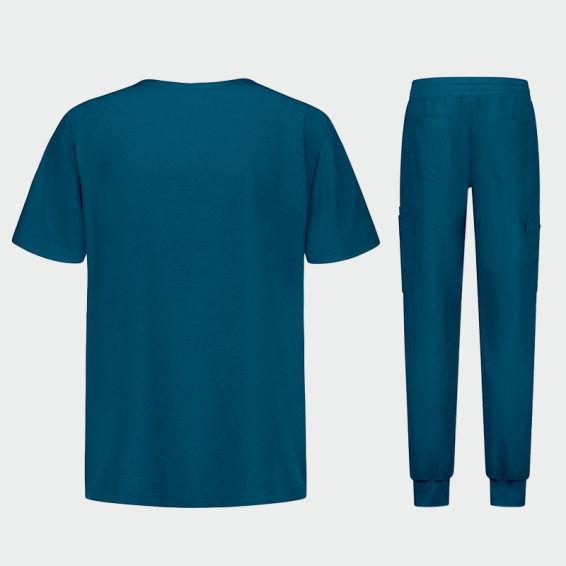 Costum medical stretch poliester 170g albastru caraibe barbat Matteo