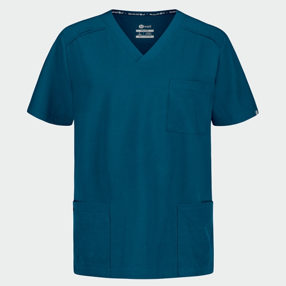 Costum medical stretch poliester 170g albastru caraibe barbat Matteo