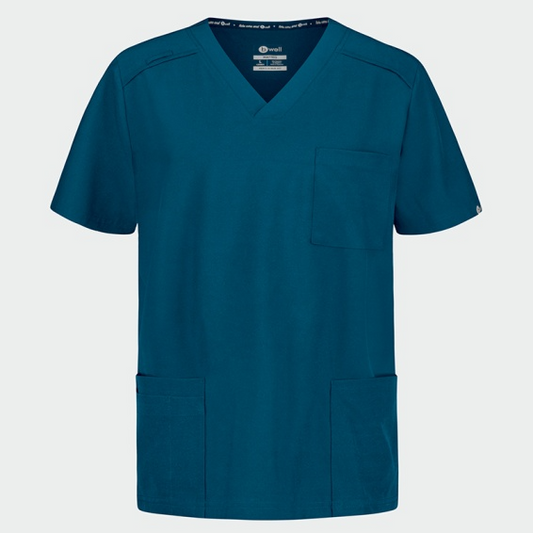 Costum medical stretch poliester 170g albastru caraibe barbat Matteo