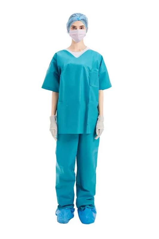 Costum pijama din netesut SMMS 45 g/mp antistatic verde