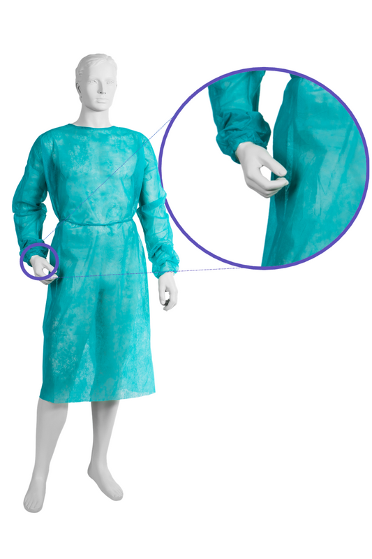 Set 10 halate unica folosinta 22 g/mp cu manseta din poliester tricotat verde