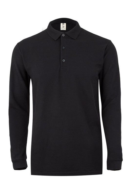Tricou polo bumbac/poliester 210g maneca lunga negru Clifton