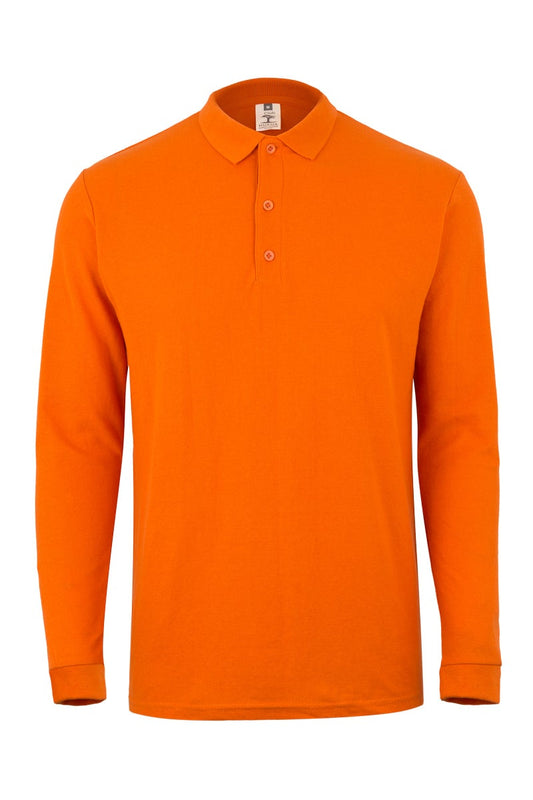 Tricou polo bumbac/poliester 210g maneca lunga portocaliu Clifton