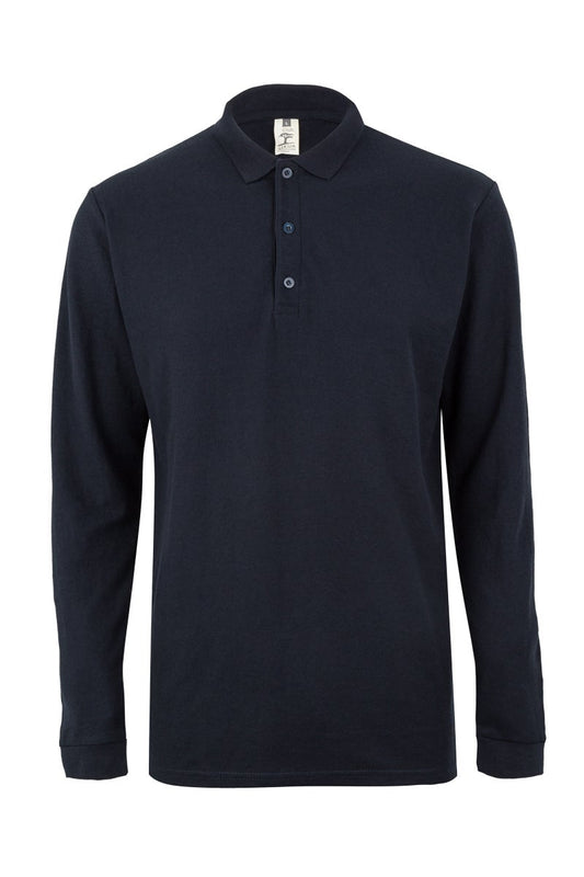 Tricou polo bumbac/poliester 210g maneca lunga bleumarin Clifton