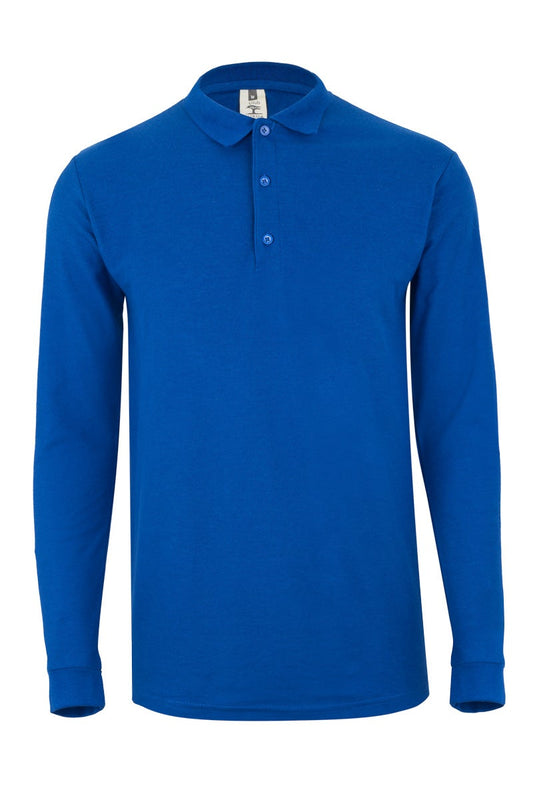 Tricou polo bumbac/poliester 210g maneca lunga albastru royal Clifton