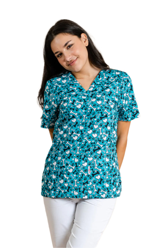 Bluza medicala turcoaz Pet unisex bumbac 115g Paris