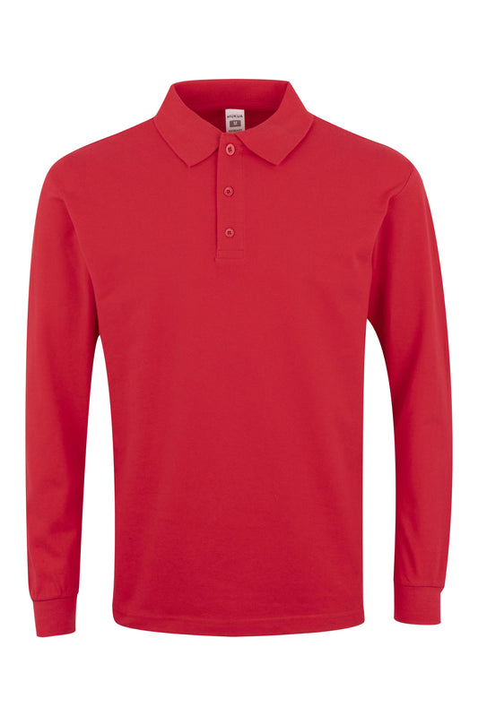 Tricou polo bumbac 200g maneca lunga rosu Hobart