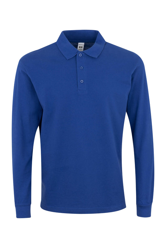 Tricou polo bumbac 200g maneca lunga albastru royal Hobart