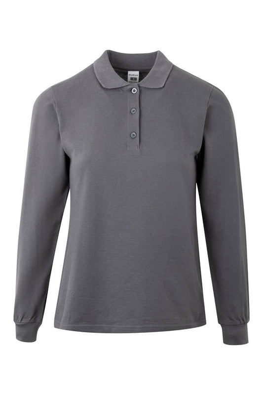Tricou polo bumbac 200g dama maneca lunga gri inchis Hobart Woman
