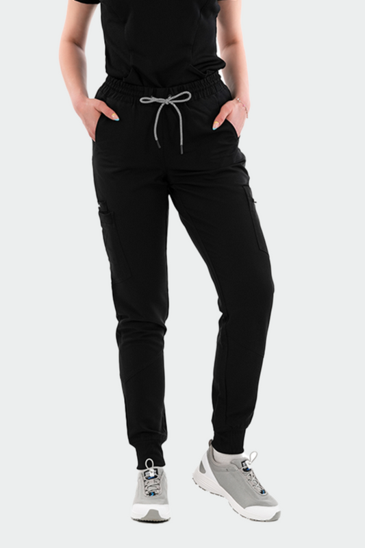 Pantaloni medicali stretch poliester raion 200g negri dama Ricci