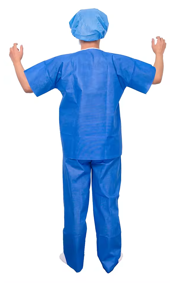 Costum pijama din netesut SMMS 45 g/mp antistatic albastru