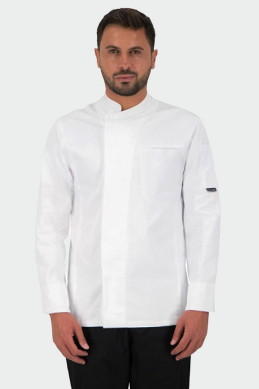 Tunica bucatar bumbac 200g alba maneca lunga unisex Koto LS