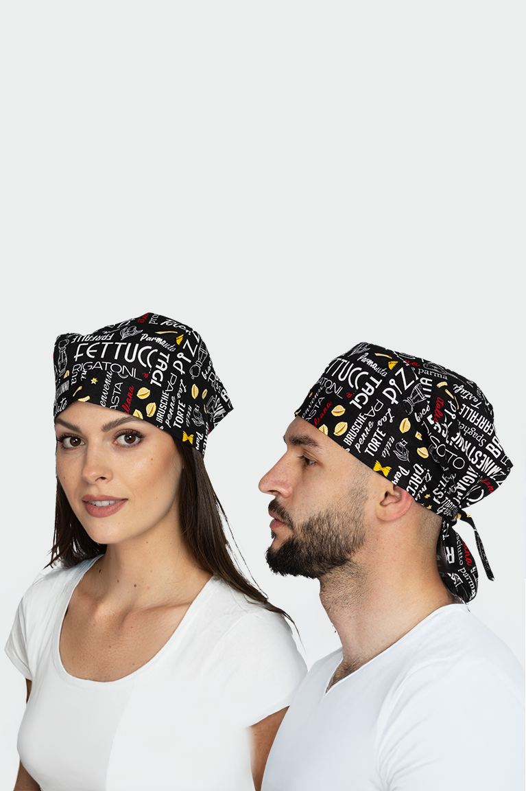 Bandana bucatar neagra Italia unisex tercot 200g Gordon
