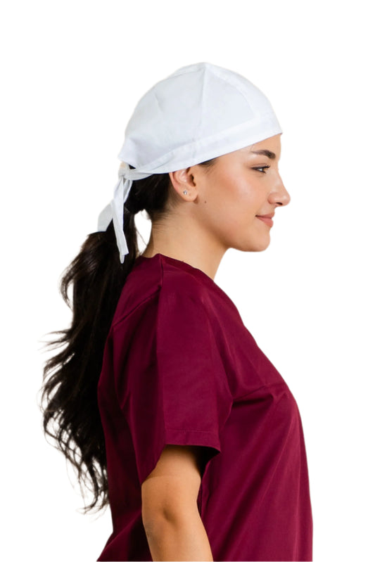 Bandana bucatar alba tercot unisex bumbac 180g Riga