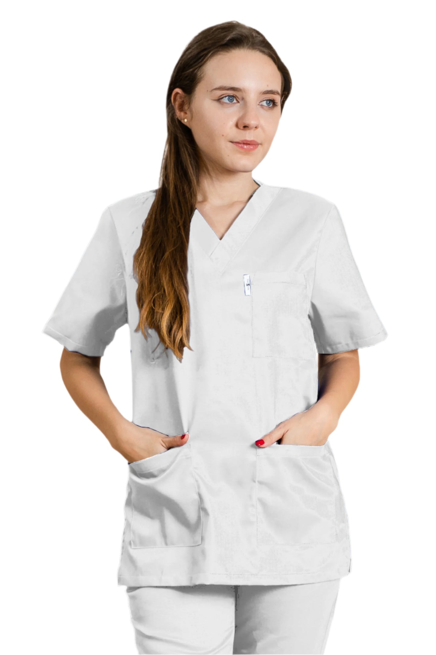 Bluza de lucru alba unisex tercot 195g Lucy