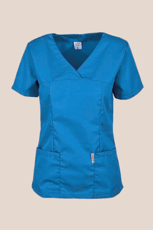 Bluza medicala albastra dama poplin 165g Ina