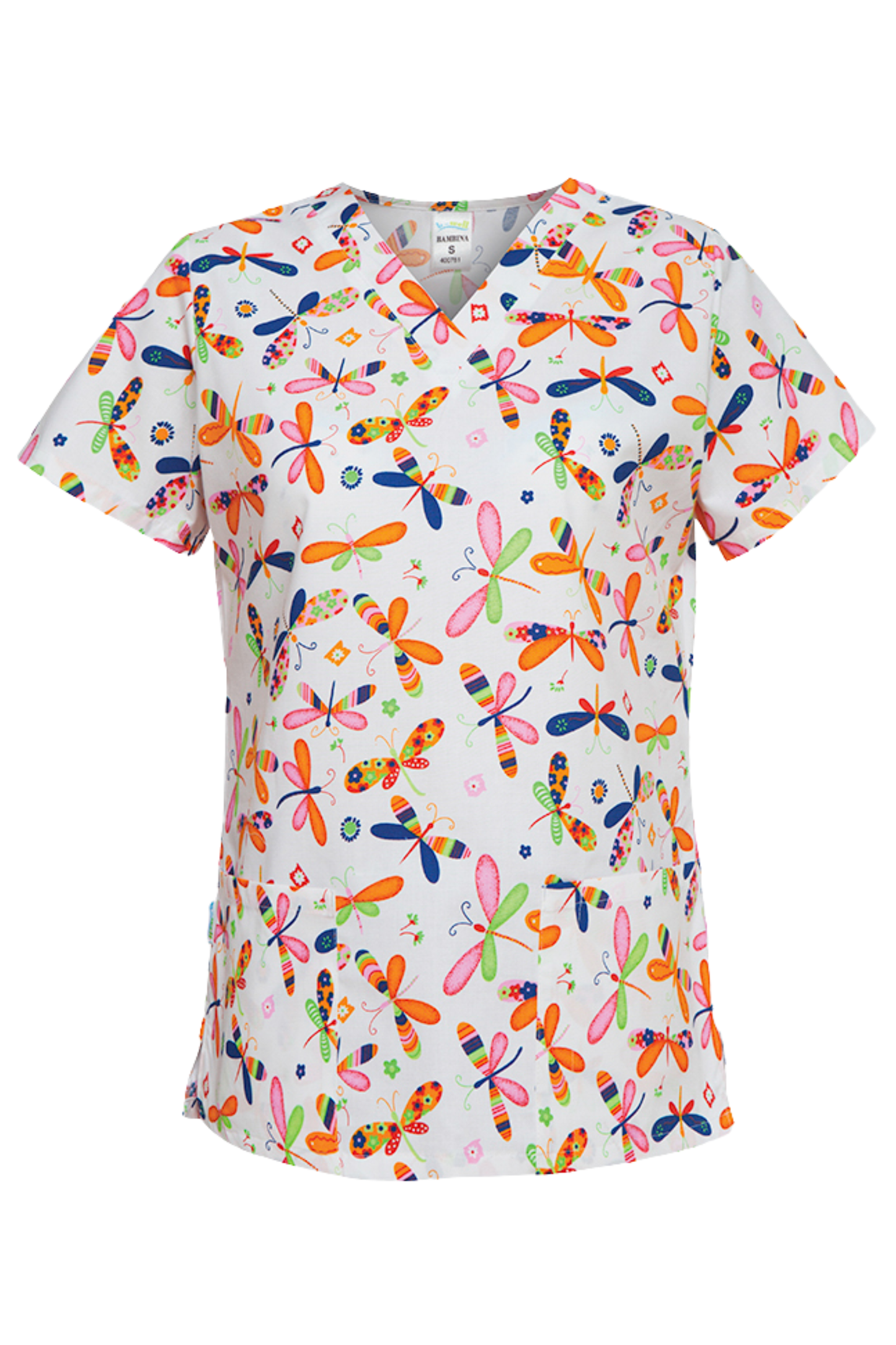 Bluza medicala imprimata unisex libelule tercot 140g Bambina