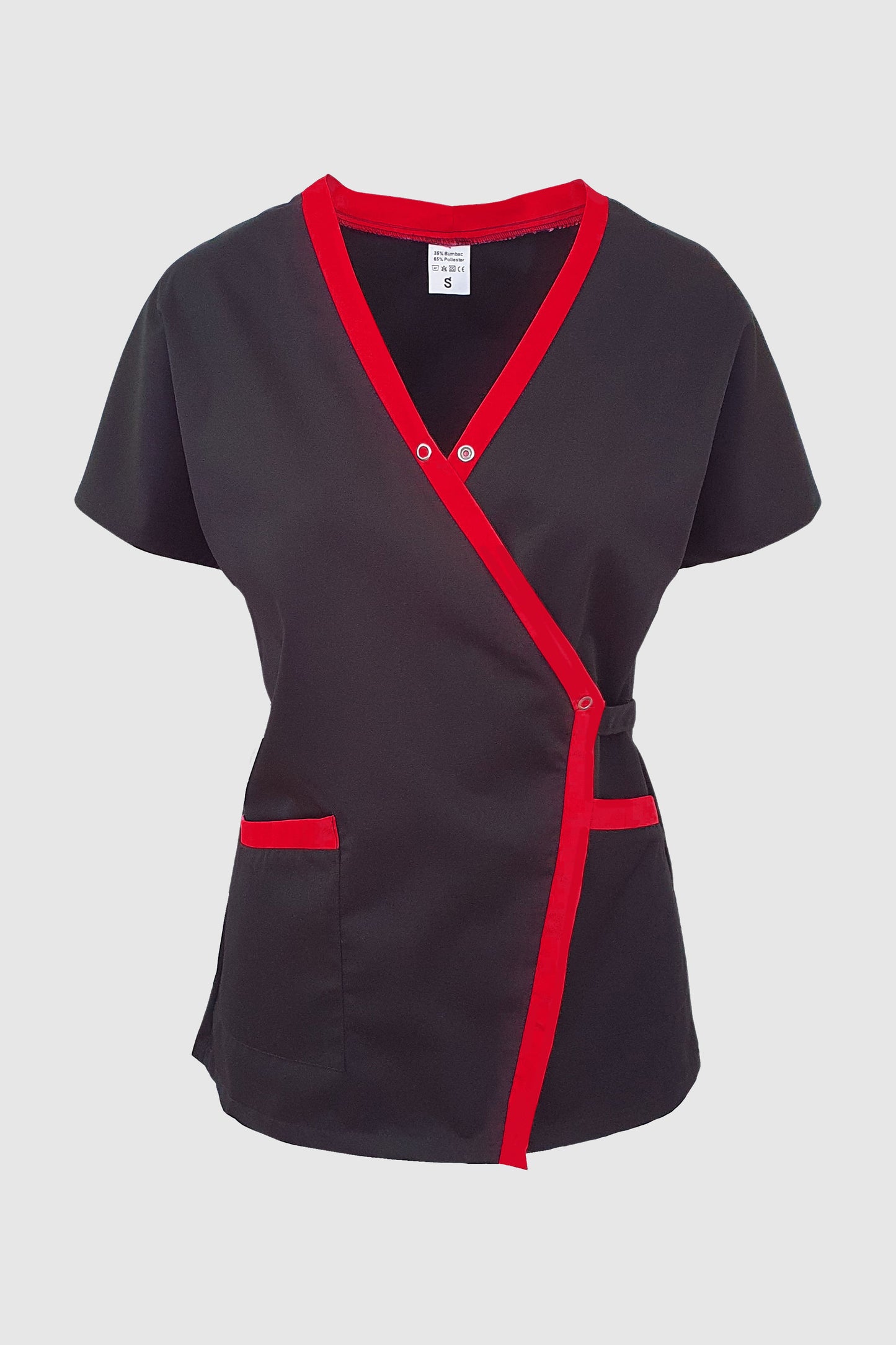Halat de lucru kimono negru/rosu dama tercot 165g Kim