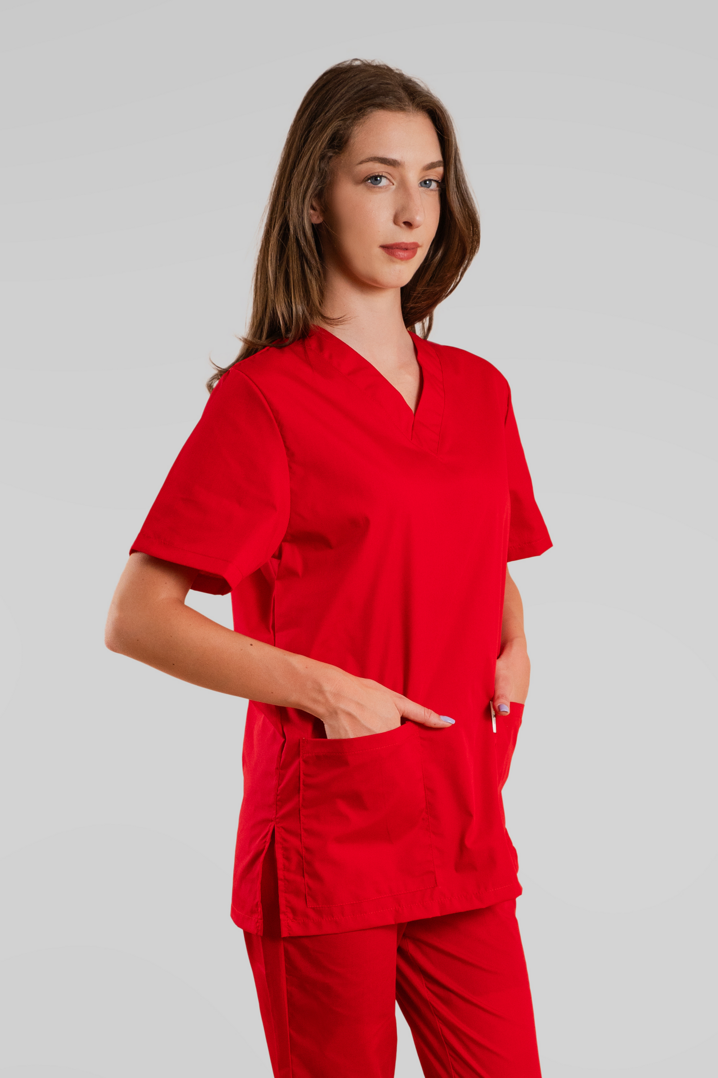 Bluza medicala rosie unisex poplin 115gr Albert