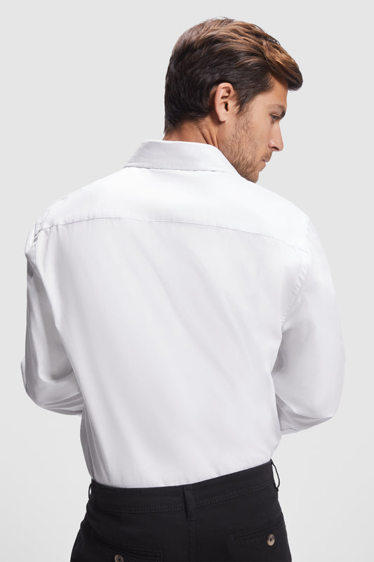 Camasa alba barbat bumbac cu elastan 140g Moscu