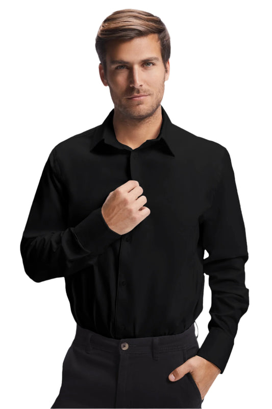 Camasa neagra barbat bumbac cu elastan 140g Moscu