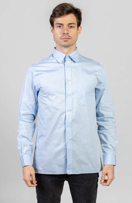 Camasa bleu barbat maneca lunga bumbac 120g Style LS
