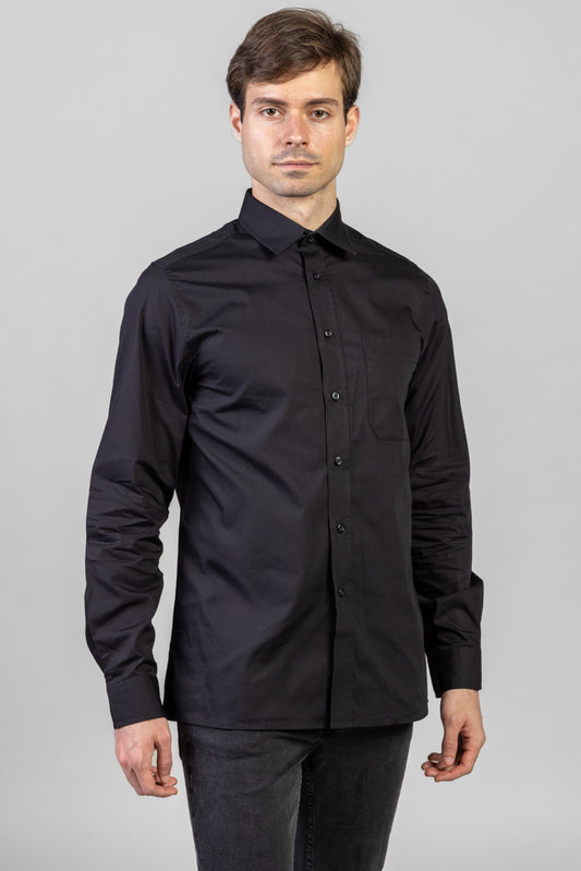 Camasa neagra barbat maneca lunga bumbac 120g Style LS