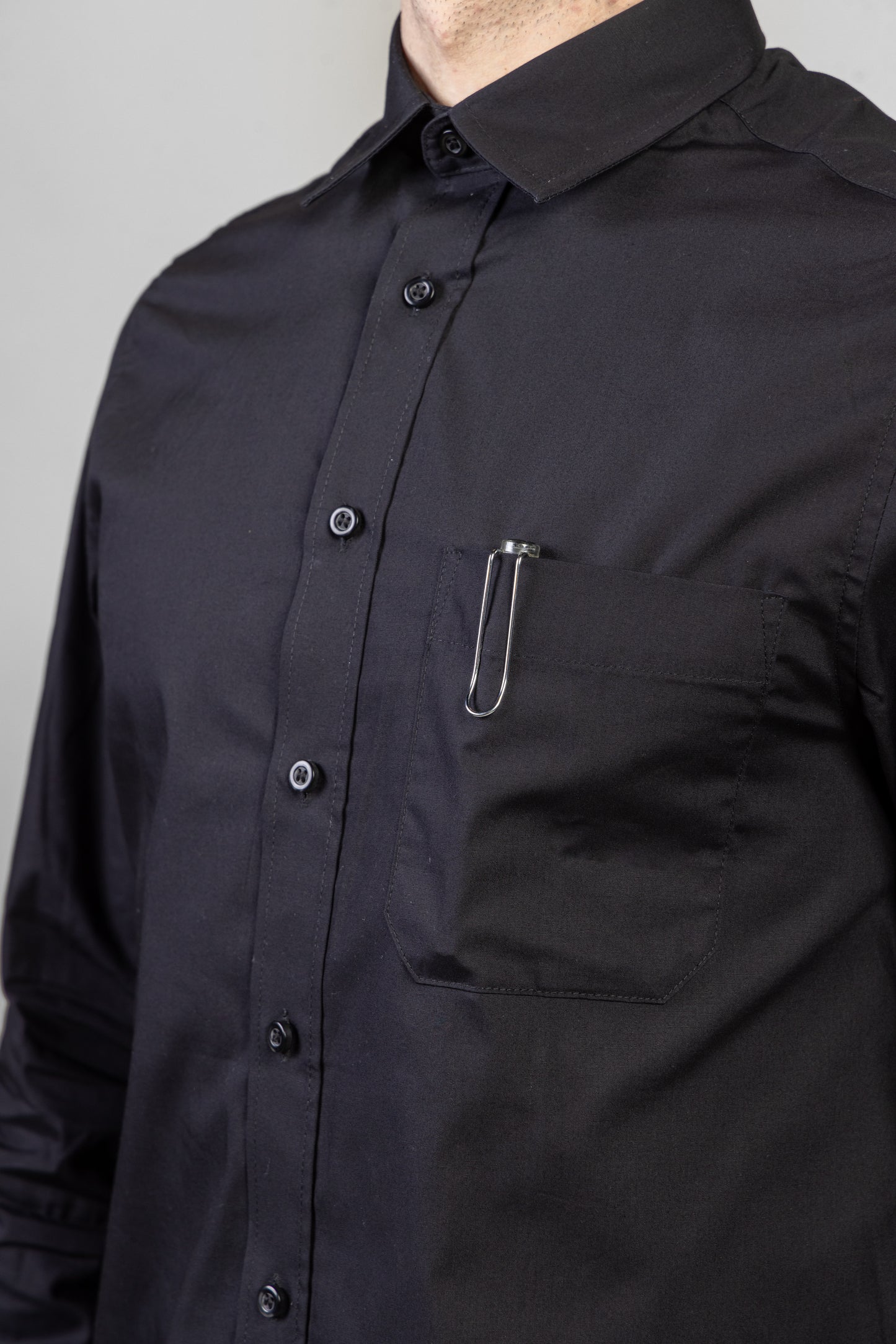 Camasa neagra barbat maneca lunga bumbac 120g Style LS