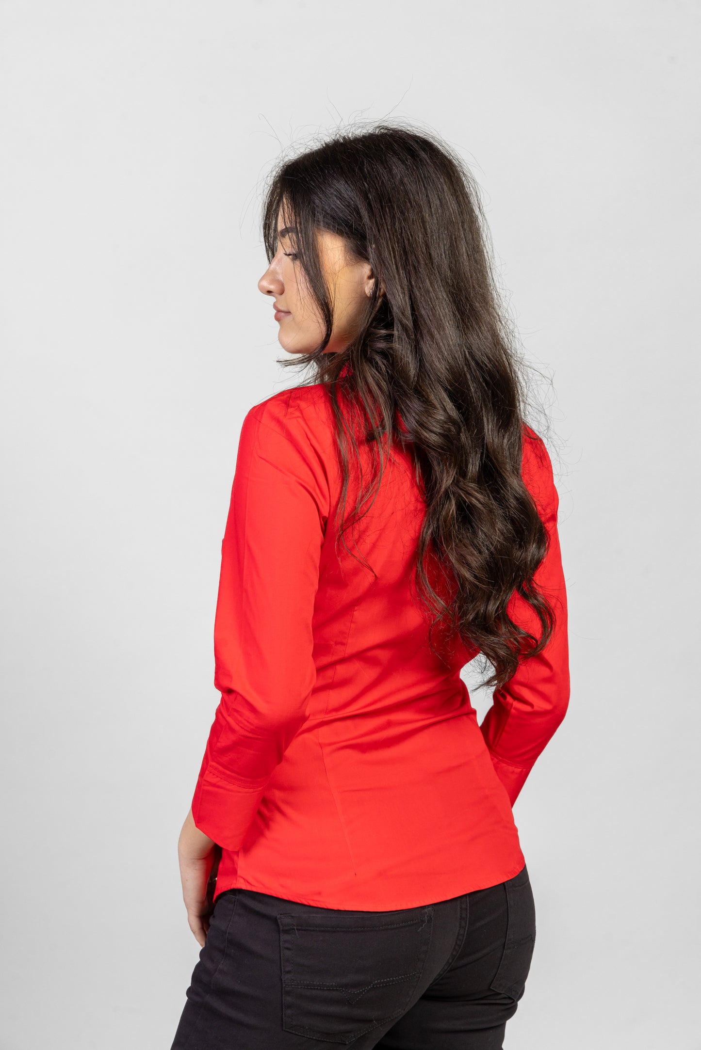Camasa rosie dama maneca lunga bumbac 125g Casino