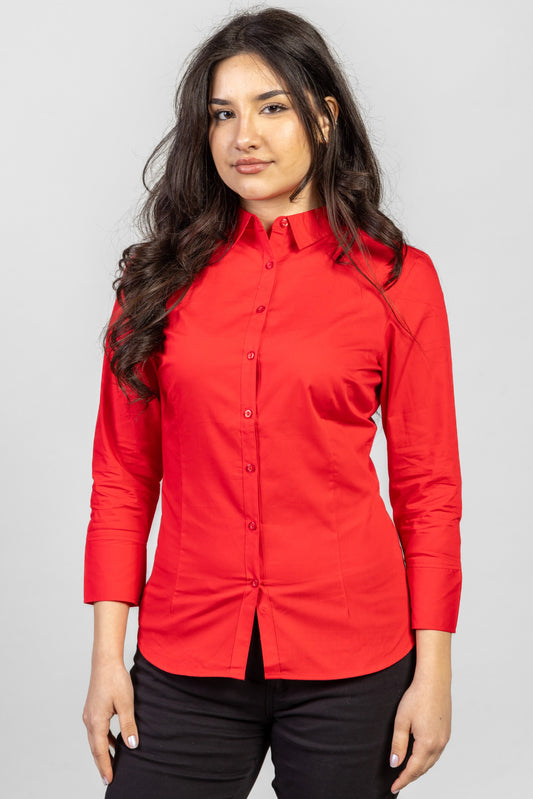 Camasa rosie dama maneca lunga bumbac 125g Casino