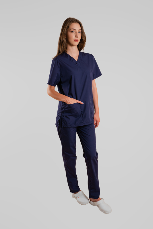 Costum medical unisex poplin 115g bleumarin Albert
