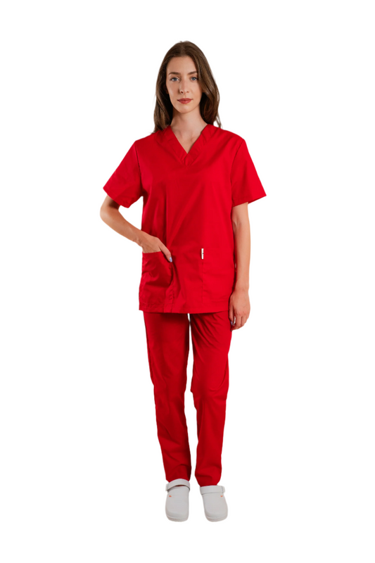 Pantaloni medicali rosii unisex poplin 115gr Albert