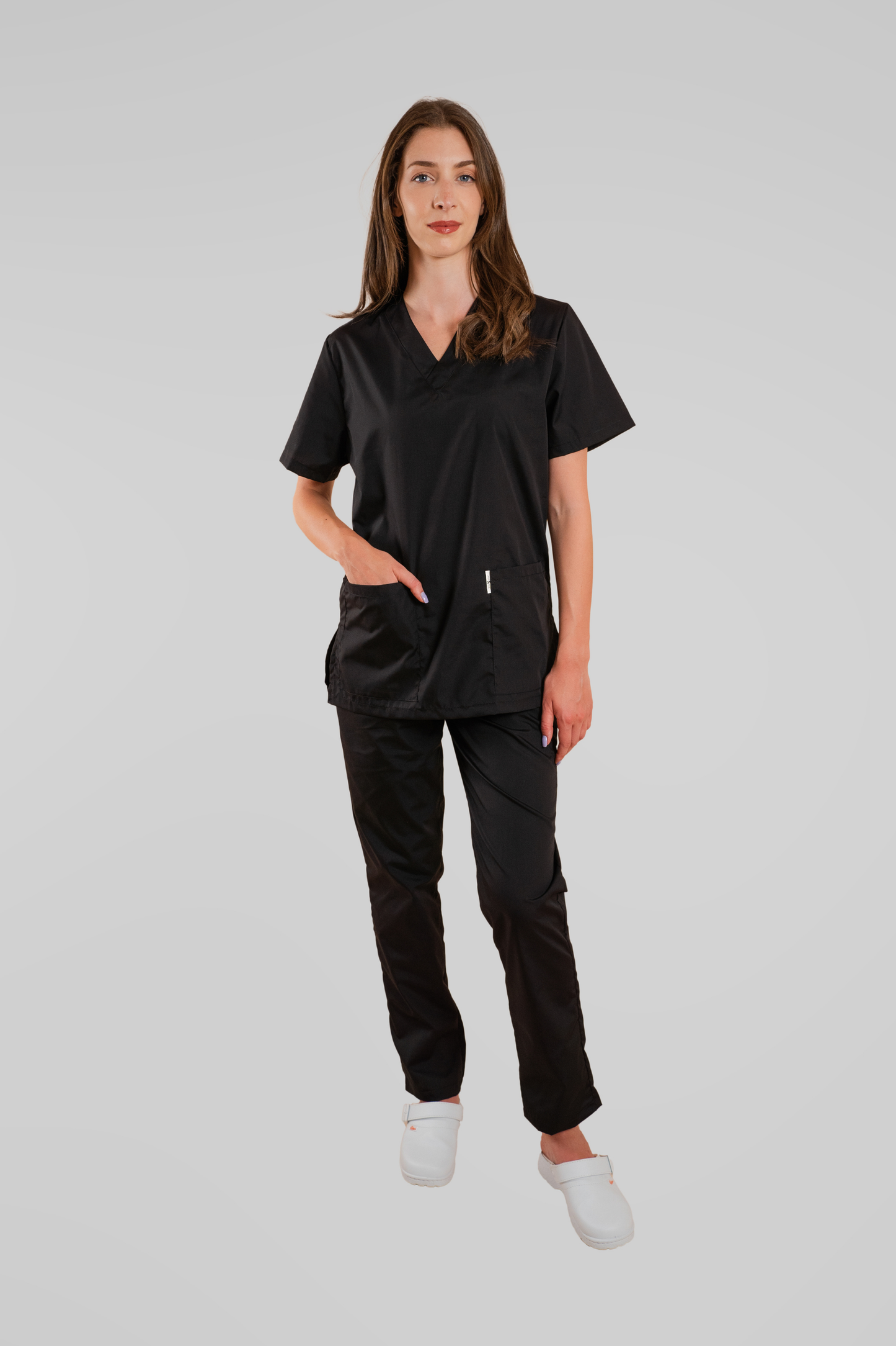 Costum medical unisex poplin 115g negru Albert