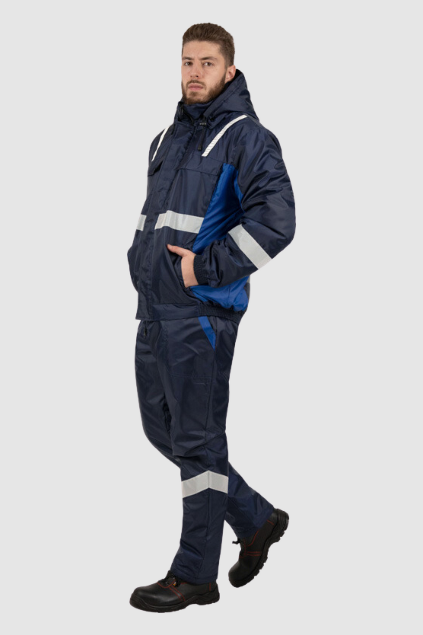 Costum iarna impermeabil matlasat reflectorizant Oxford bleumarin Atom