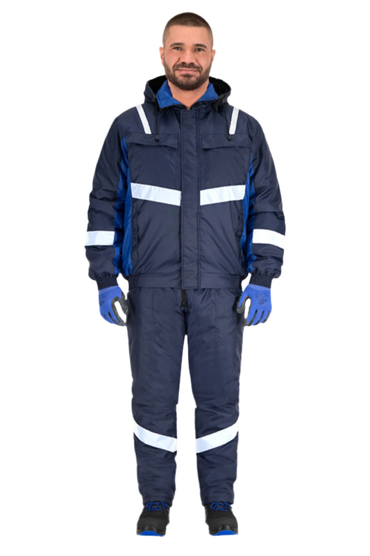 Costum iarna impermeabil matlasat reflectorizant Oxford bleumarin Atom