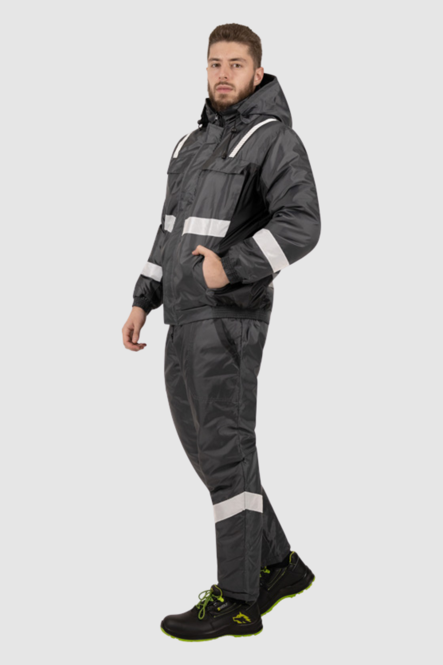 Costum iarna impermeabil matlasat reflectorizant Oxford gri Atom