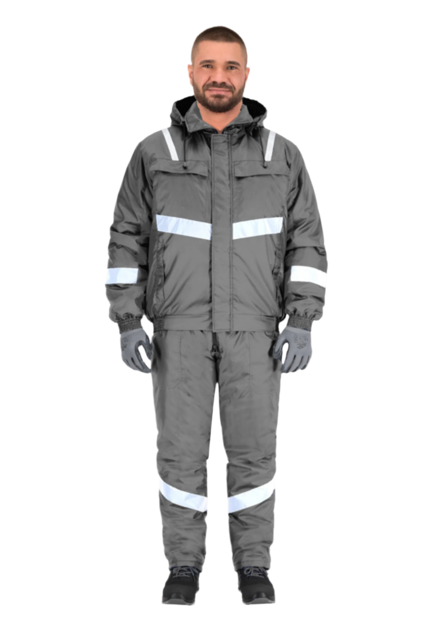 Costum iarna impermeabil matlasat reflectorizant Oxford gri Atom