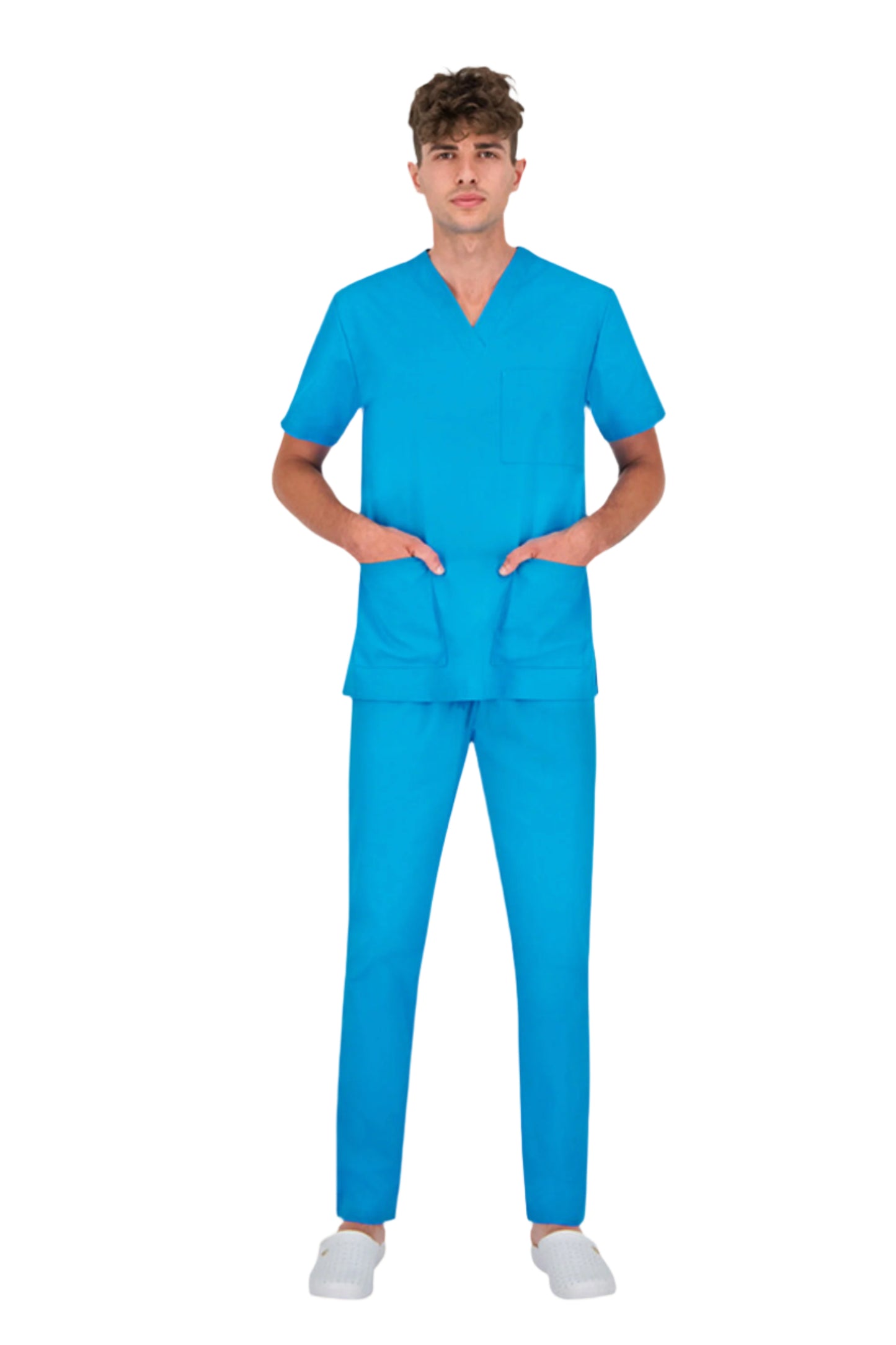 Costum medical tercot 180g albastru celest unisex Colombo