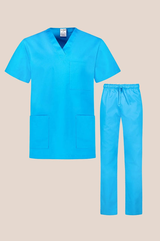 Costum medical tercot 180g albastru celest unisex Colombo