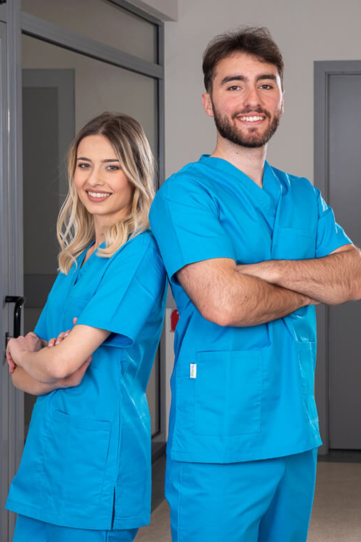 Costum medical tercot 180g albastru celest unisex Colombo