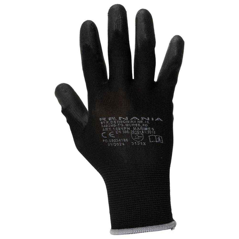 Manusi de protectie mecanica imersate in poliuretan Sensor Black categoria II