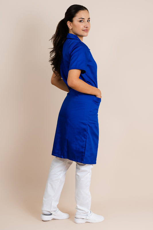 Halat de lucru albastru dama poplin 165g Lora