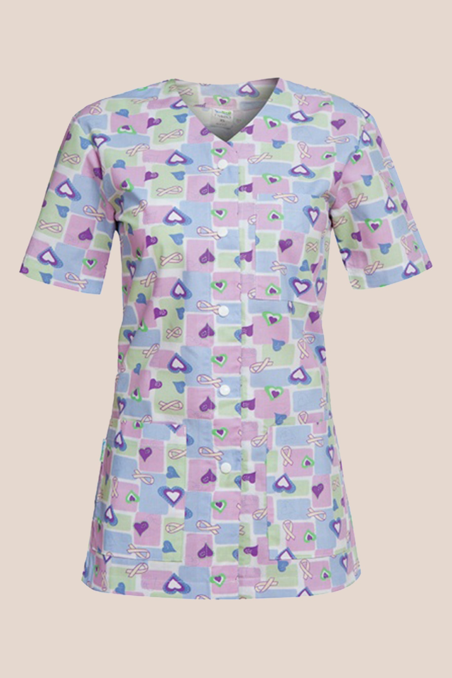 Halat medical cu inimioare mov dama poplin 140g Carina