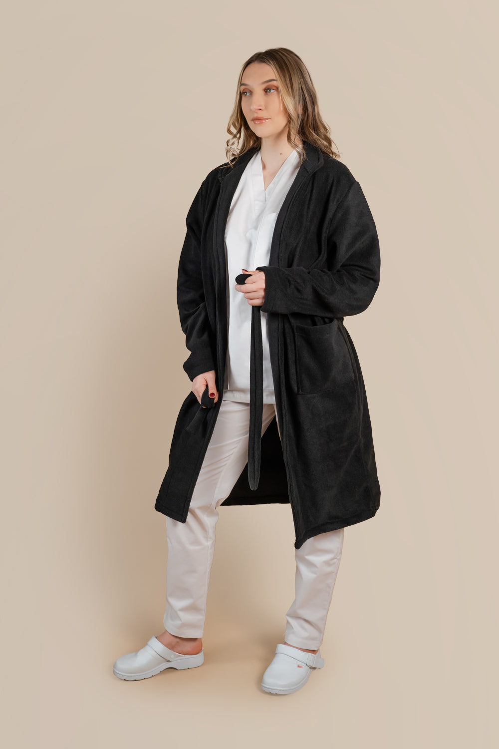 Halat polar medical negru unisex fleece 270g Lucas