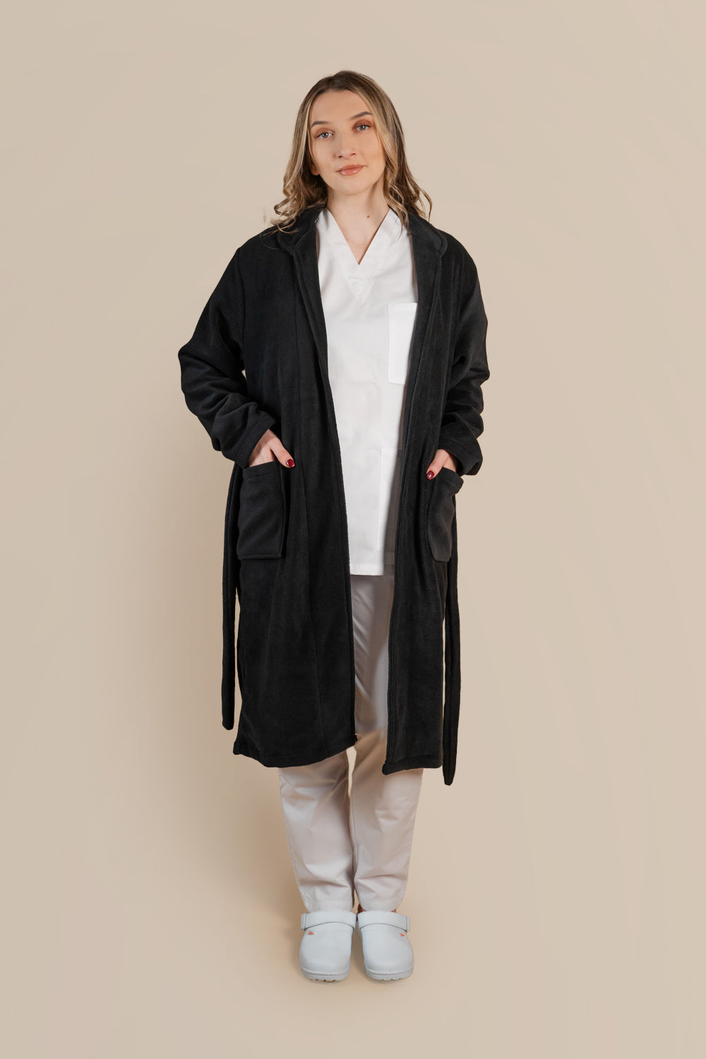Halat polar medical negru unisex fleece 270g Lucas