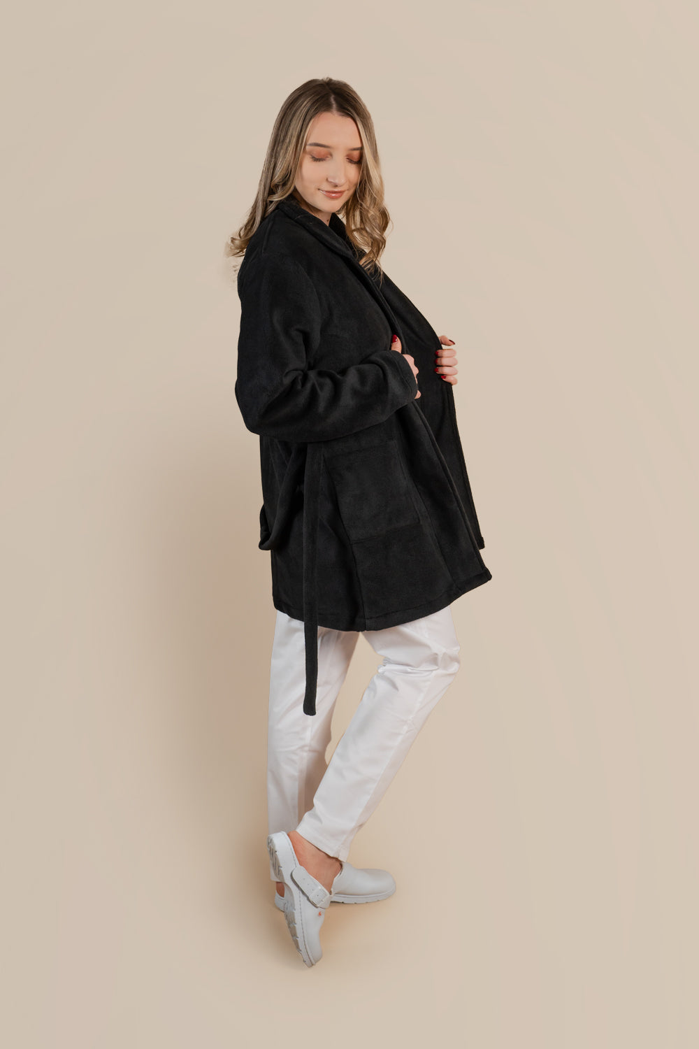 Halat polar medical negru unisex fleece 270g Divia
