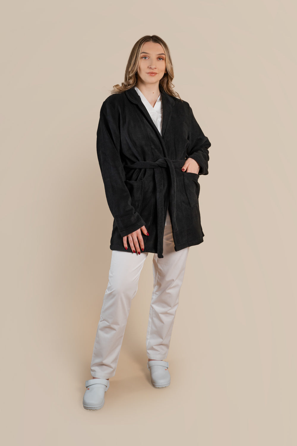 Halat polar medical negru unisex fleece 270g Divia