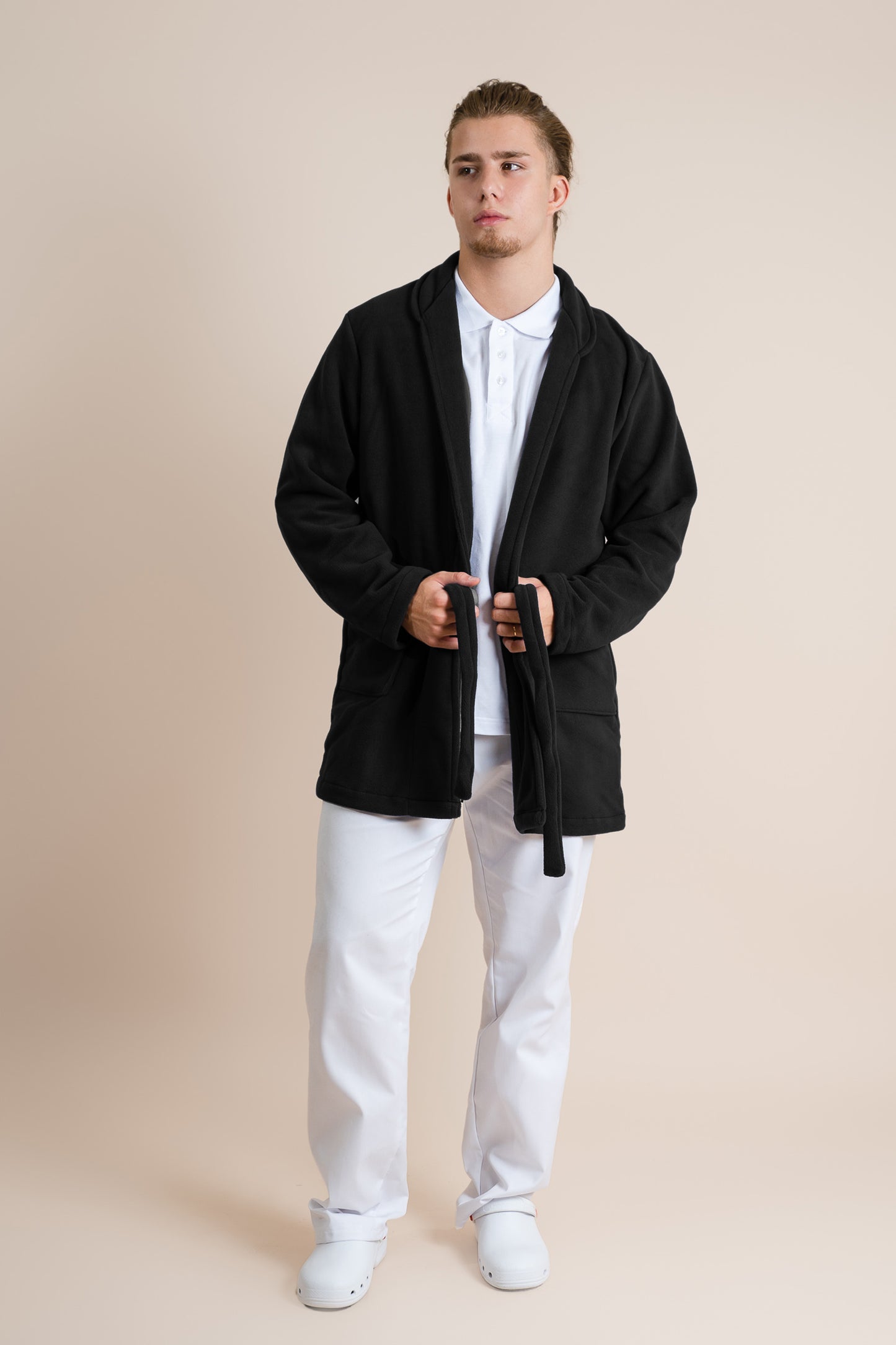 Halat polar medical negru unisex fleece 270g Divia