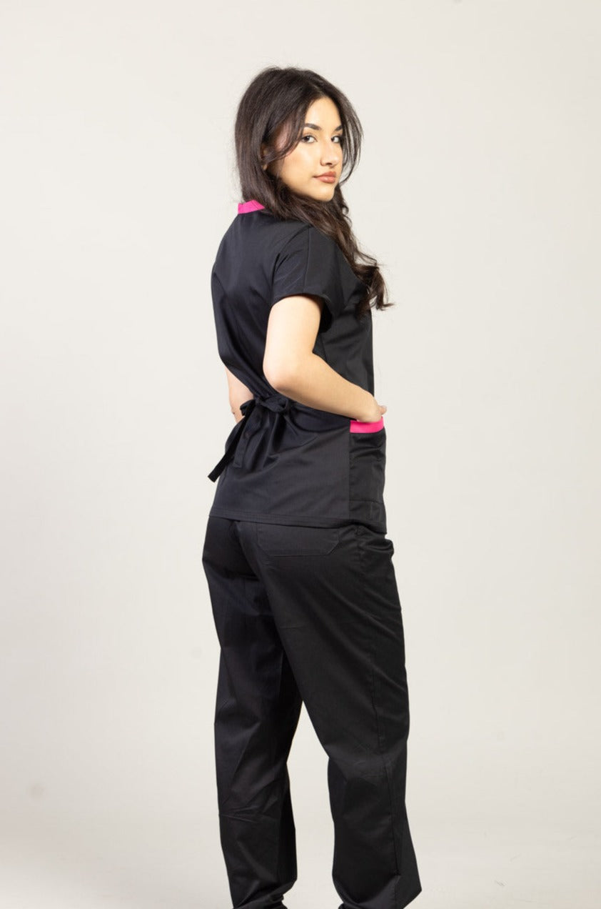 Halat de lucru kimono negru/Cilcam dama tercot 165g Kim