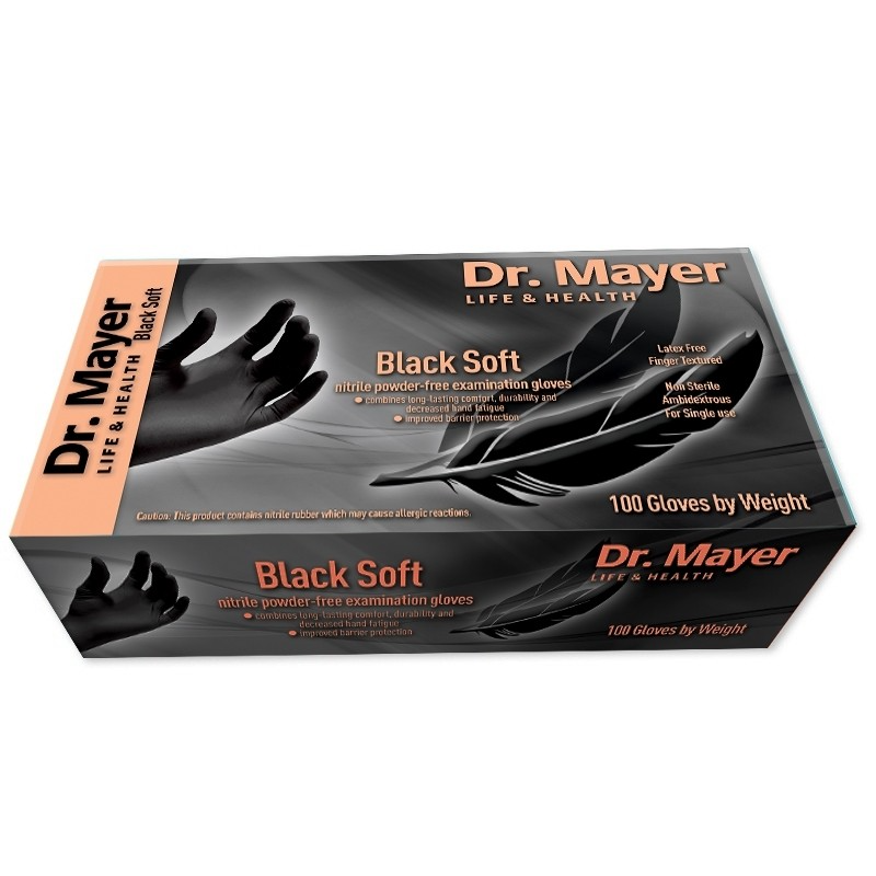 Manusi nitril nepudrate negre Soft Dr Mayer 100buc